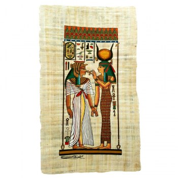 Papiro egipcio original de Isis y Nefertari 25x52 cm