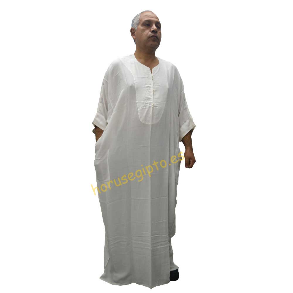 Chilabas para hombre: Chilaba djellaba túnica caftán para hombre 100%  algodón color blanco